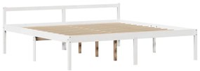 Cama com estante sem colchão 180x200 cm pinho maciço branco