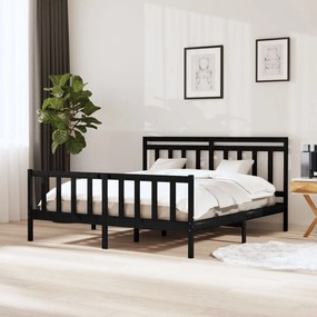 vidaXL Estrutura de cama 160x200 cm madeira maciça preto