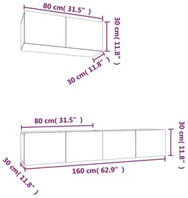 Conjunto móveis de TV 3 pcs madeira processada carvalho sonoma