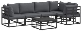 vidaXL Conjunto de Sofá de Jardim com almofada 6 pcs Preto Alumínio