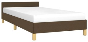 Estrutura de cama c/ cabeceira 90x190 cm tecido castanho-escuro