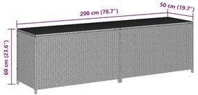 Caixa de arrumação para jardim 200x50x60 cm vime PE cinzento