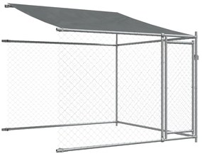 Jaula para cão com telhado/portas 6x2x2 m aço galvanizado cinza