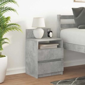 Mesa de cabeceira com 2 gavetas 40x33x60 cm cinzento cimento