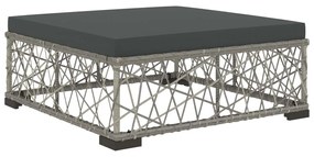 8 pcs conjunto lounge de jardim c/ almofadões vime PE cinzento