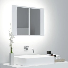 804956 vidaXL Armário espelhado casa banho c/ LED 60x12x45 cm acrílico branco