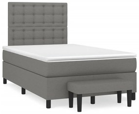 vidaXL Cama boxspring com colchão 120x190 cm tecido cinzento-escuro