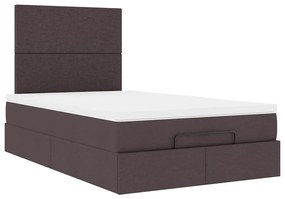 Estrutura de cama otomana com colchão 120x190cm castanho escuro