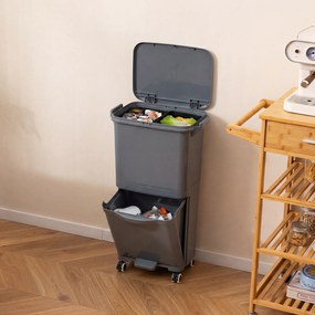 Caixote do lixo de 36 litros com 2 cubos e autocolantes para triagem de lixo 42 x 29 x 74 cm (C x L x A) Contentor de resíduos com rodas, modelo unive