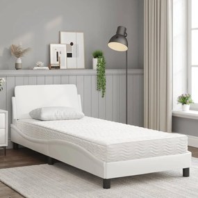 Cama com colchão 90x200 cm couro artificial branco