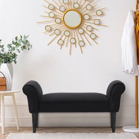 Banco Moderno de Linho – Wissy – 102x31x51 cm – Preto – Design Contemp