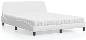 vidaXL Cama com colchão 160x200 cm couro artificial branco