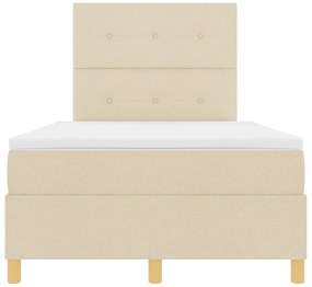 Cama com molas e colchão &amp; LED creme 120x190 cm de tecido
