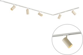 Sistema de Calha Moderno com 5 Focos Branco com Bege Monofásico GU10 70mm - Iconic Jeana Luxe