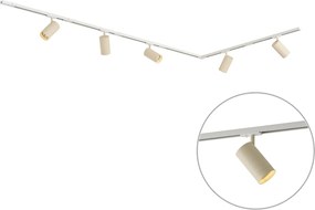 Sistema de iluminação de trilho moderno com 5 focos branco com bege 1-fase GU10 70mm - Iconic Jeana Luxe