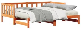 Cama dia com cama auxiliar castanho encerado 180x200 cm madeira maciça