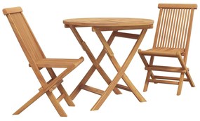 vidaXL Conjunto de Jantar para Jardim 3 pcs Castanho