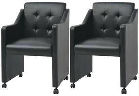 vidaXL Cadeiras de jantar 2 pcs couro artificial preto
