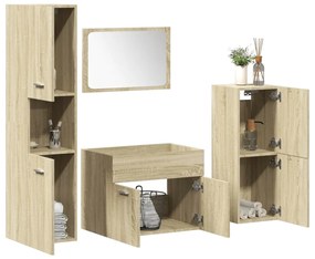 vidaXL 4 pcs conj. móveis casa banho derivados madeira carvalho sonoma