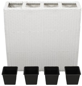 Floreiras de jardim com 4 vasos 2 pcs vime PE branco