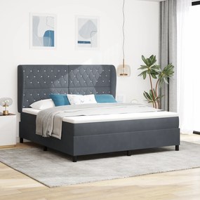 Cama Box Spring vidaXL com Colchão Cinza Escuro 180x200 cm Veludo