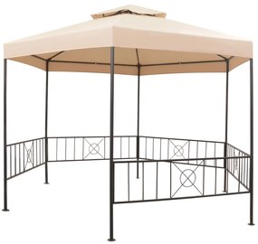 Tenda/gazebo de jardim hexagonal 323x265 cm bege