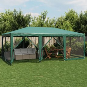 Tenda p/ festas c/ 10 paredes laterais em rede 6x4 m PEAD verde