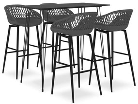vidaXL 5 pcs conjunto de bar preto e cinzento