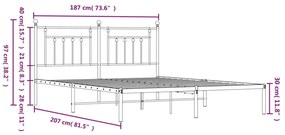 Estrutura de cama com cabeceira 180x200 cm metal branco