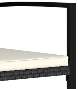 9 pcs conjunto de jantar para jardim vime PE preto