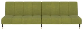 Sofá-cama de 2 lugares veludo verde-claro