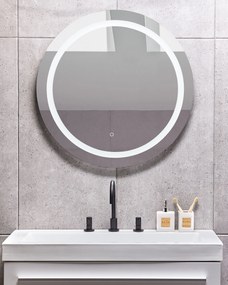 Espelho de parede redondo prateado com iluminação LED ø 79 cm COURSEULLES Beliani