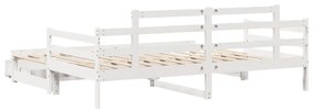 Sofá-cama com gavetão e gavetas sem colchão 90x190 cm branco