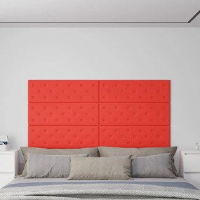 Painel parede 12 pcs 90x30 cm couro artificial 3,24 m² vermelho