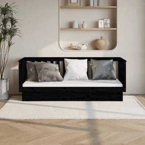 821583 vidaXL Sofá-cama 90x190 cm madeira de pinho maciça preto