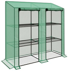 Estufa de Jardim de 3 Níveis Estufa de Terraço com Prateleiras Teto In