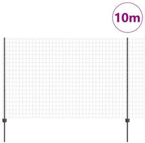 Cerca Euro com 10 Postes U Cinza 1,5x10 m Aço