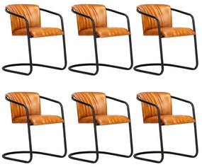 vidaXL Cadeiras de jantar 6 pcs couro genuíno bronze