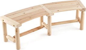 Banco de Jardim Curvo para 2 Pessoas, 139 x 36 x 41 cm, Madeira Carbonizada, Castanho