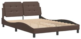 Estrutura cama c/ cabeceira 120x200cm couro artificial castanho