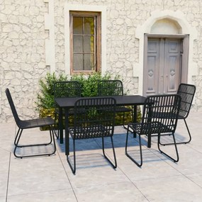 vidaXL 7 pcs conjunto de jantar para exterior vime PE e vidro