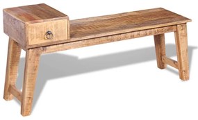 Banco com gaveta madeira de mangueira maciça 120x36x60 cm