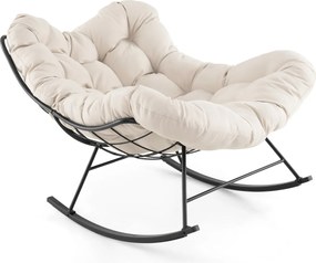 Cadeira de balanço para interior e exterior com almofada acolchoada, carga máxima de 205 kg bege