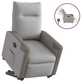 vidaXL Poltrona reclinável elevatória elétrica tecido cinzento-nublado