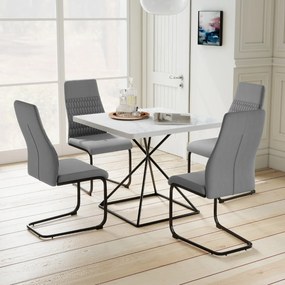 Conjunto de 4 cadeiras de jantar (MESA NÃO INCLUIDA) modernas com encosto alto inclinável, base metálica em forma de U, assento e encosto acolchoados