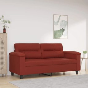 vidaXL Sofá de 2 lugares 140 cm couro artificial vermelho tinto