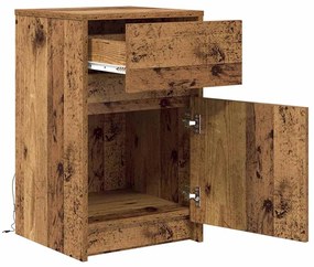 Criado-mudo LED 2 pcs Madeira antiga 38 x 34 x 61 cm Aglomerado