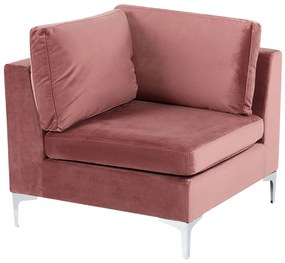 Sofá de canto de 4 lugares em veludo rosa com repousa-pés versão à esquerda EVJA Beliani