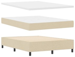 Cama Box com Colchão e Luz LED Creme, 140 x 200 cm, Tecido