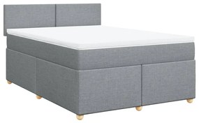 Cama com molas/colchão 140x200 cm tecido cinzento-claro
